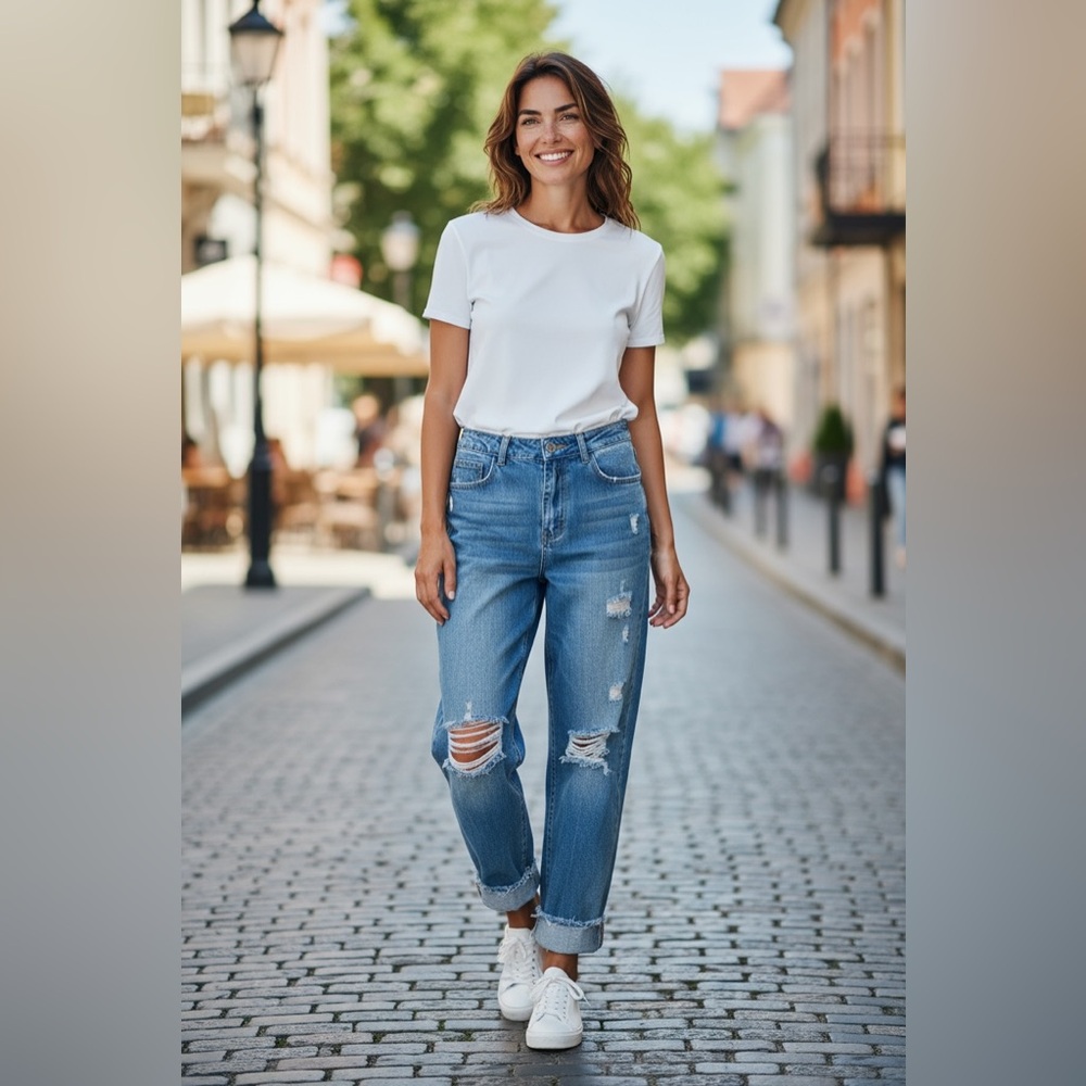 Women's Blue Distressed Jeans
